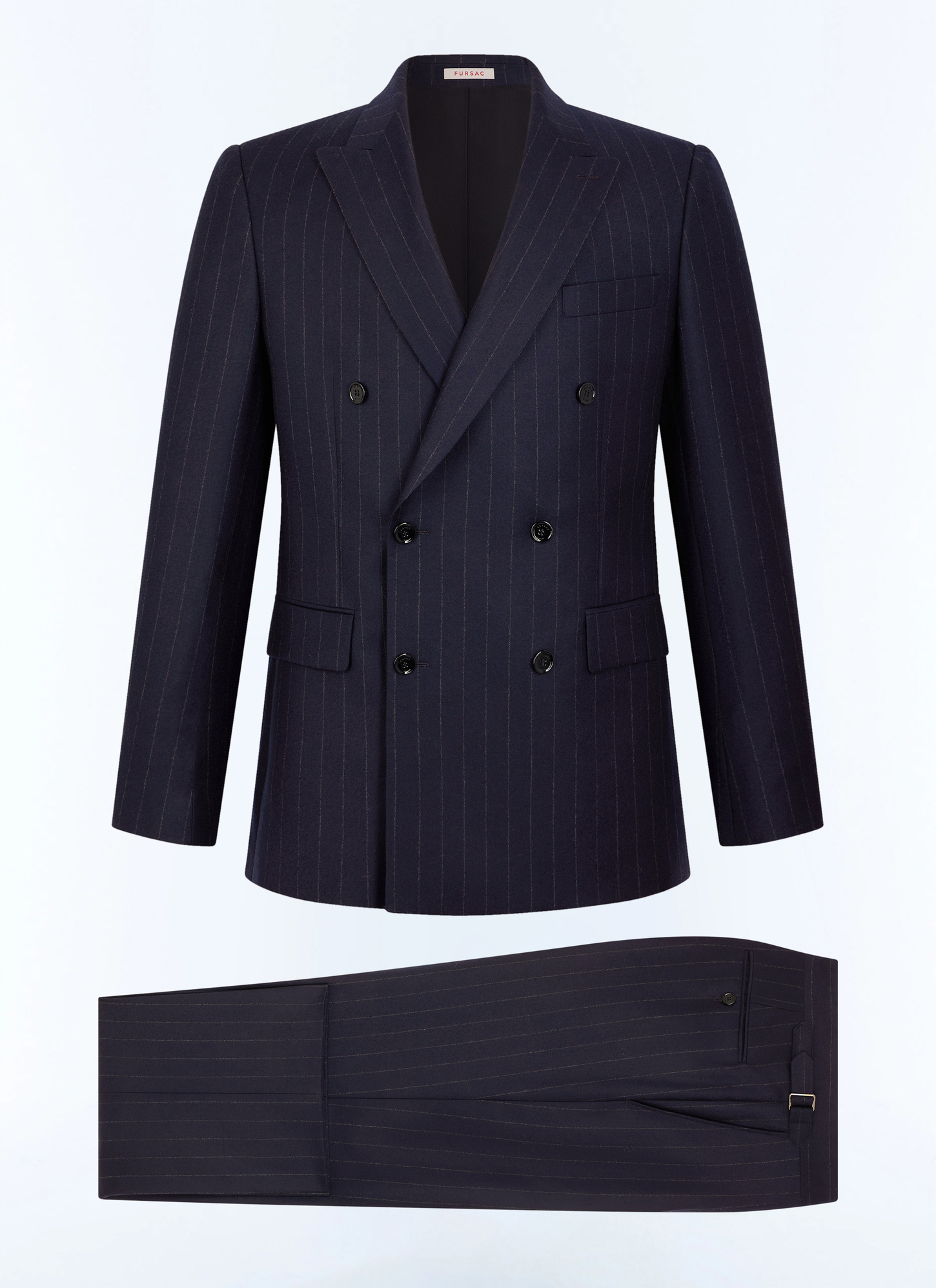 Costume homme Fursac - Costume croisé en laine rayée marine C3FOCA-LC13-D030