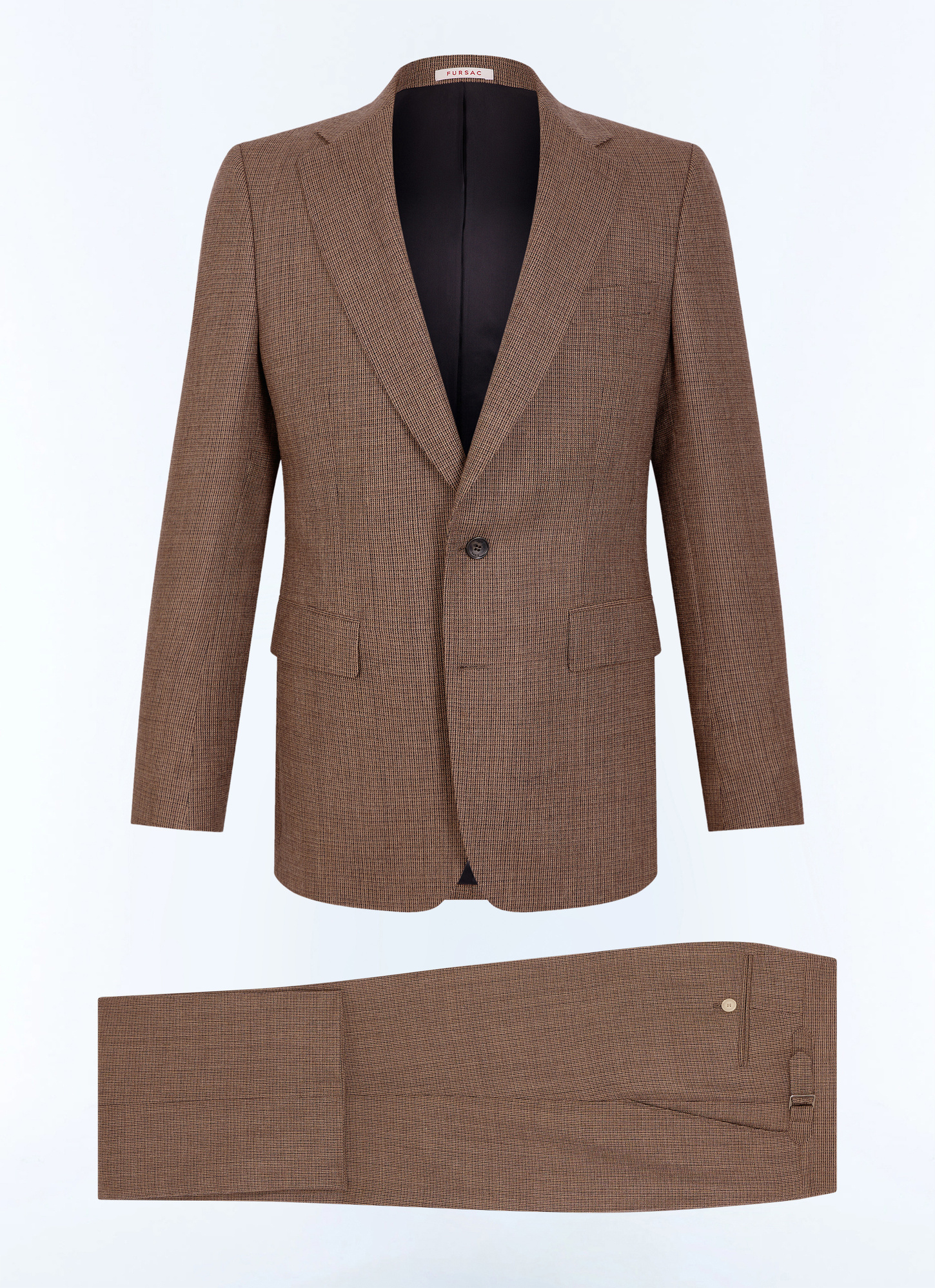 Costume mocha homme tissu principal: 100% laine vierge dessous col: 80% polyester, 20% viscose doublure corps: 100% viscose doublure manches: 57% viscose, 41% acétate, 2% cupro Fursac - C3JEXU-LC04-G022