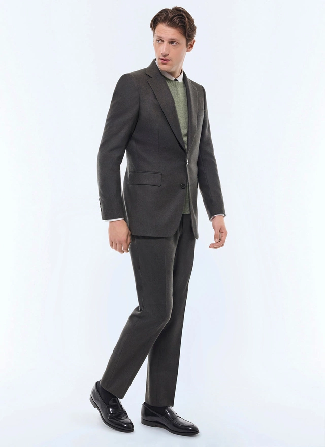 Costume homme vert sapin flanelle de laine certifiée Fursac - C3FEXU-EC29-H011