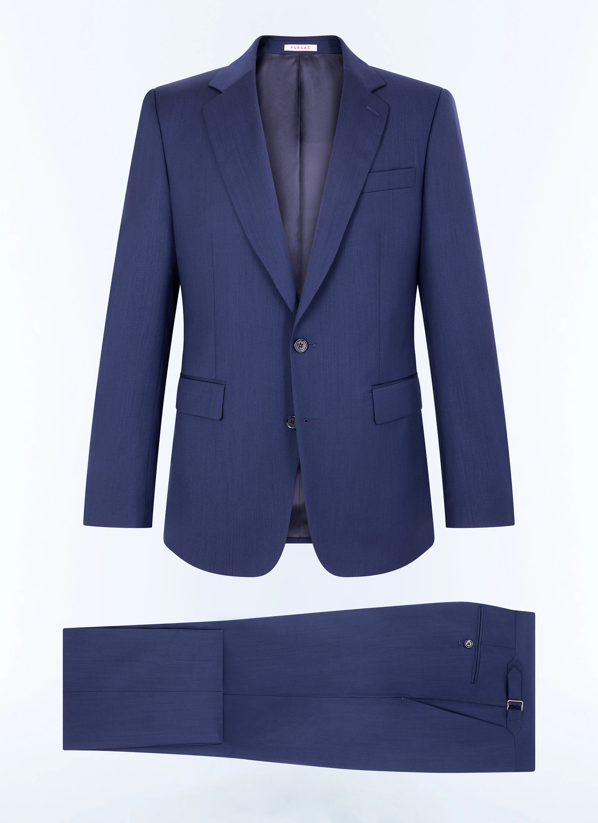 FURSAC - Costume ajusté en laine à chevrons - Homme - Taille 54 - Bleu - Coupe Ajustée