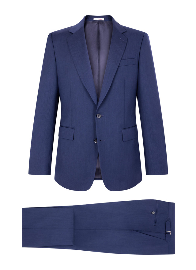 Costume homme Fursac - Costume ajusté en laine à chevrons bleu carbone - motif chevrons ton sur ton C3GREG-GC15-D031
