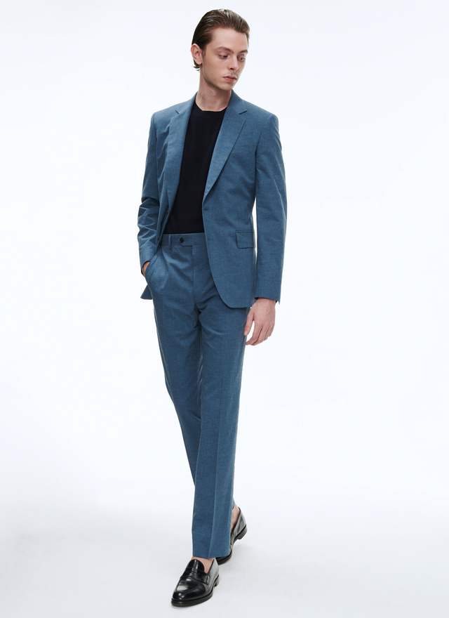 Costume homme bleu clair mélange de coton sablé Fursac - C3AXUN-BC07-35