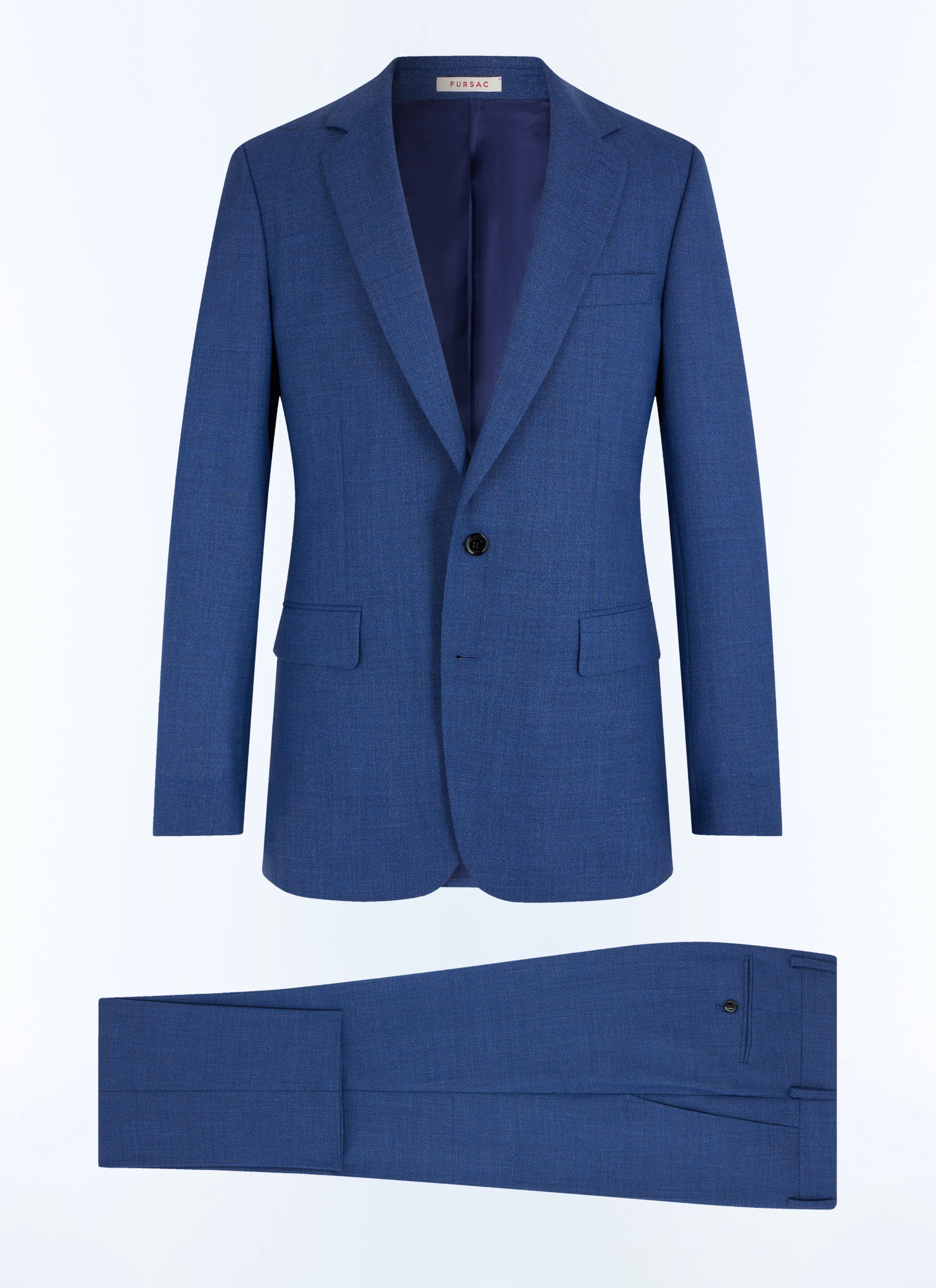 FURSAC - Costume ajusté en toile de laine - Homme - Taille 44 - Bleu - Coupe Ajustée