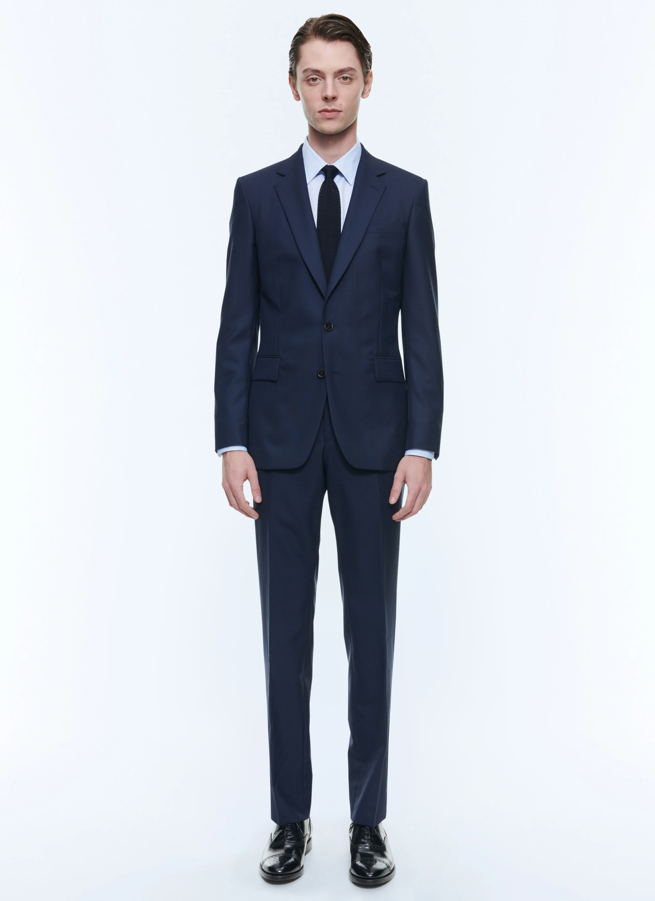 FURSAC - Costume en laine Prince de Galles - Homme - Taille 48 - Bleu - Coupe Ajustée