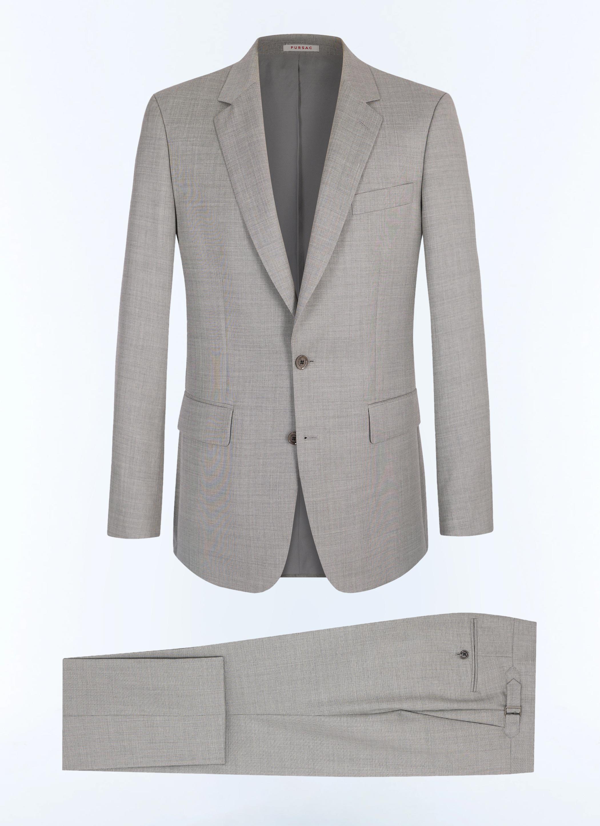 FURSAC - Costume ajusté twill de laine fil à fil - Homme - Taille 56 - Gris - Collection Cérémonie - Mariage - Coupe Ajustée