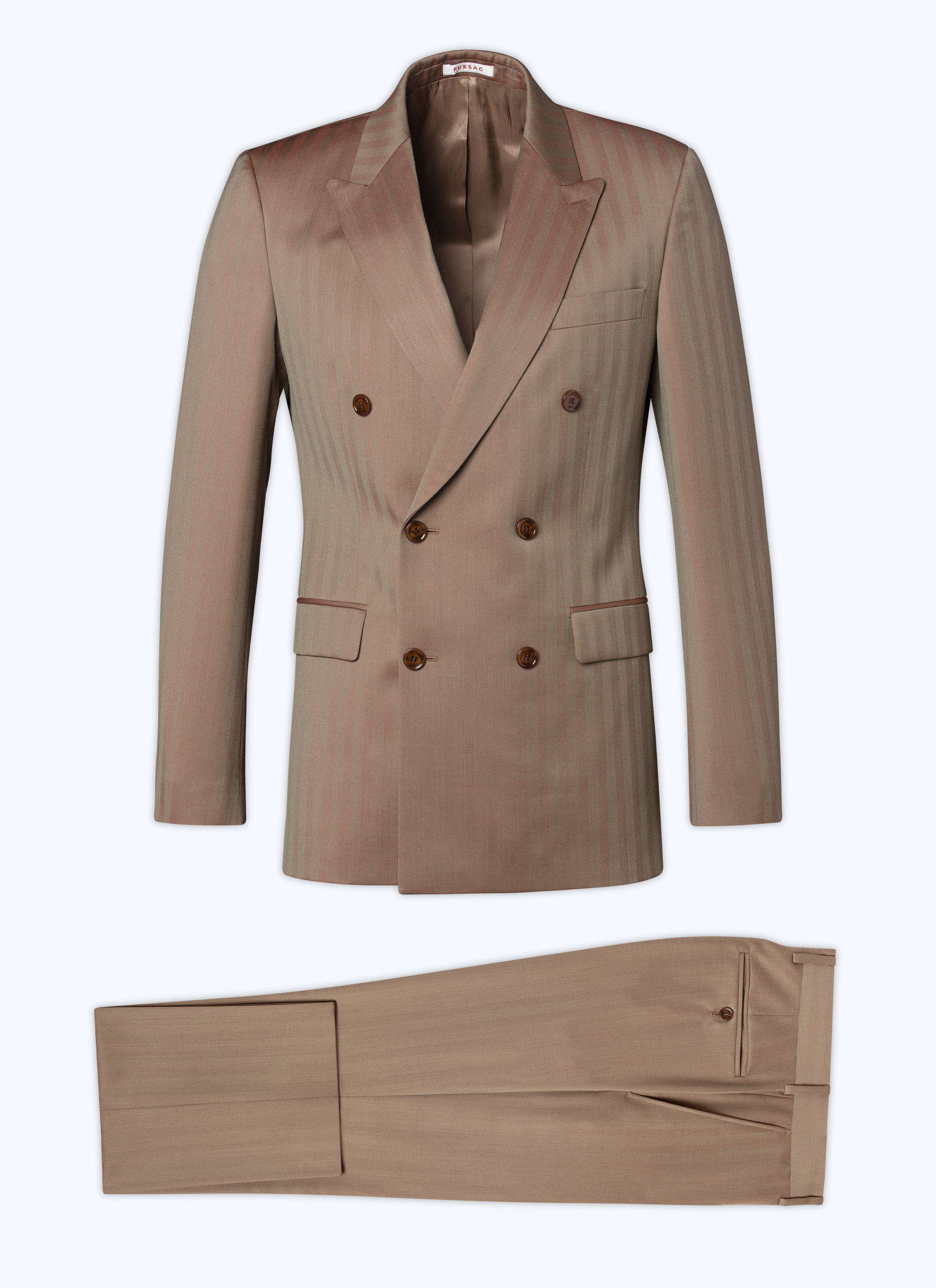 FURSAC - Costume croisé en laine Solaro beige - Homme - Taille 44 - Beige