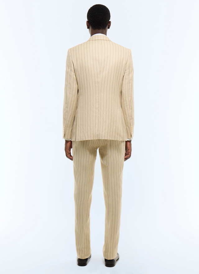 Costume beige homme coton certifié et lin Fursac - C3FOUG-JC40-A005