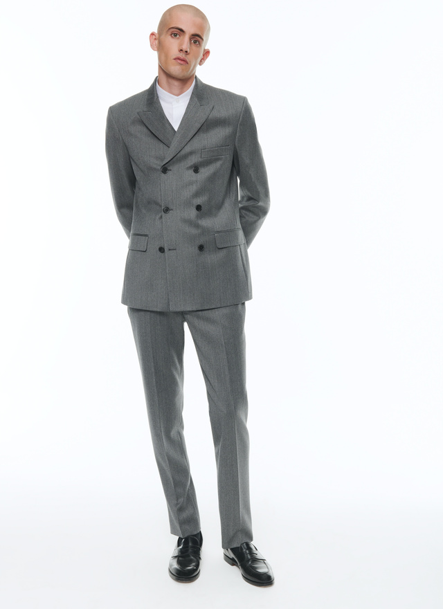 Costume homme gris chiné covert de laine vierge Fursac - C3COPT-CX28-B018