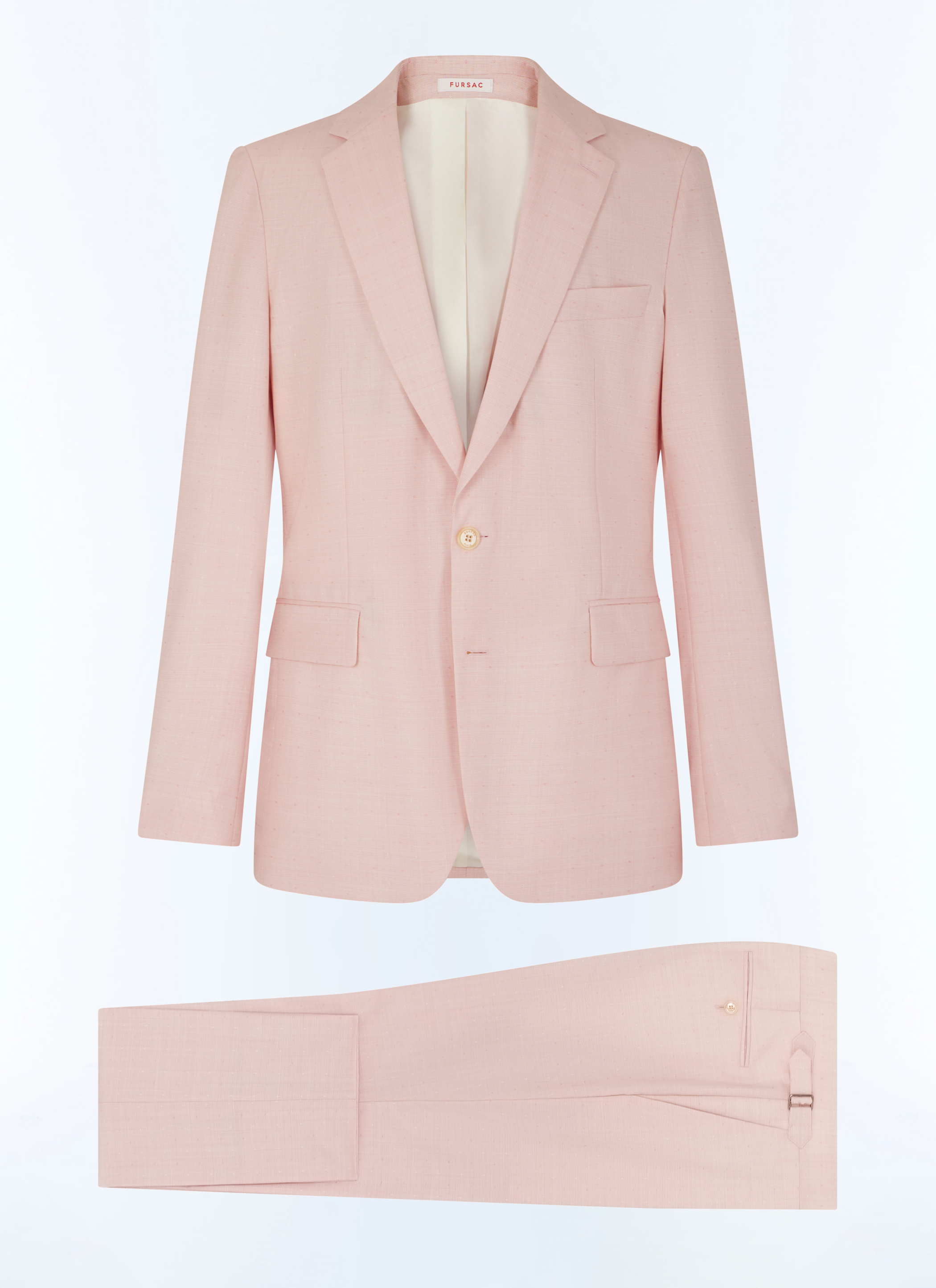 FURSAC - Costume droit en toile à micro dessin - Homme - Taille 50 - Rose - Coupe Droite