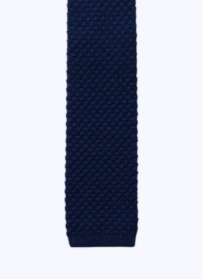 Cravate homme bleu marine tricot de laine Fursac - F3KNIT-DR15-D030