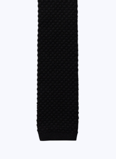 Cravate homme noir tricot de laine Fursac - F3KNIT-DR15-B020
