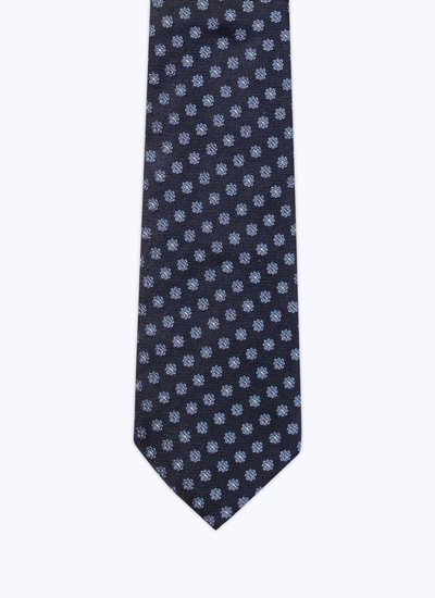 Cravate homme bleu marine jacquard de soie Fursac - F2OTIE-CR22-D030
