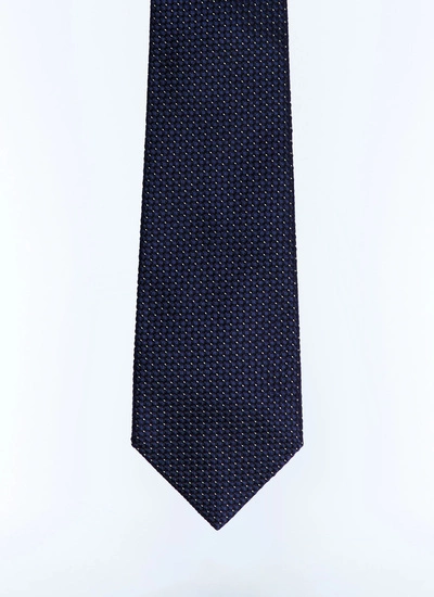 Cravate homme bleu marine jacquard de soie Fursac - F2OTIE-GR50-D030