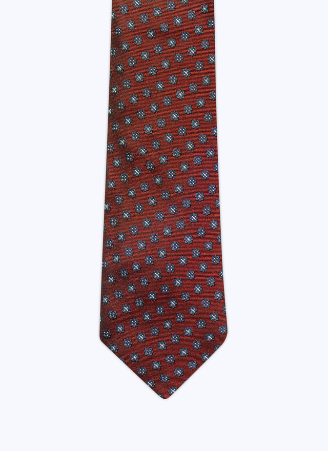 Cravate homme bordeaux jacquard de soie Fursac - F2OTIE-CR22-C014