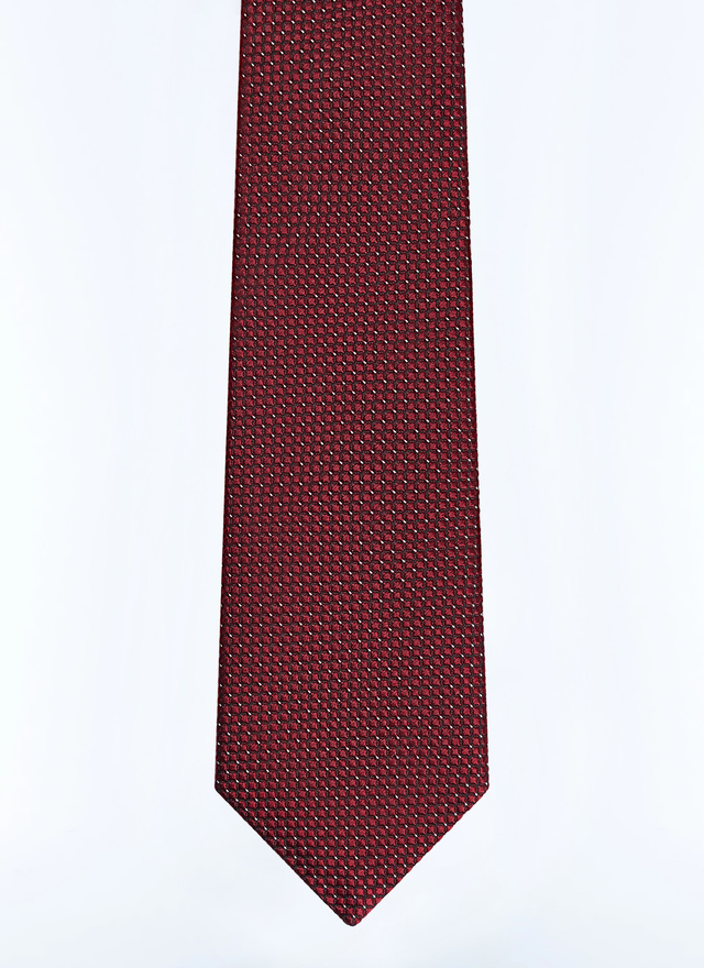Cravate homme bordeaux jacquard de soie Fursac - F2OTIE-GR50-C014
