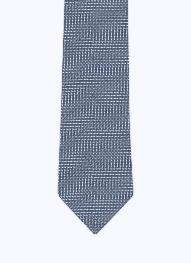 Cravate homme bleu clair jacquard de soie Fursac - F2OTIE-BR32-35