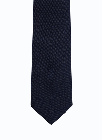 Cravate homme bleu marine jacquard de soie Fursac - 21EF2OTIE-PR03/30