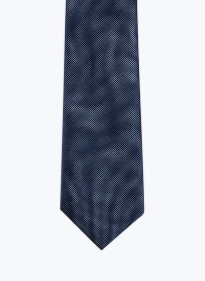Cravate homme bleu marine micro armuré de soie Fursac - F2OTIE-B213-30
