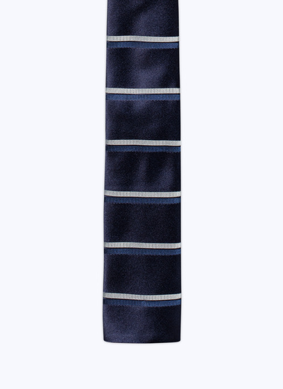 Cravate homme bleu marine satin de soie Fursac - F3DTIE-DR09-D030