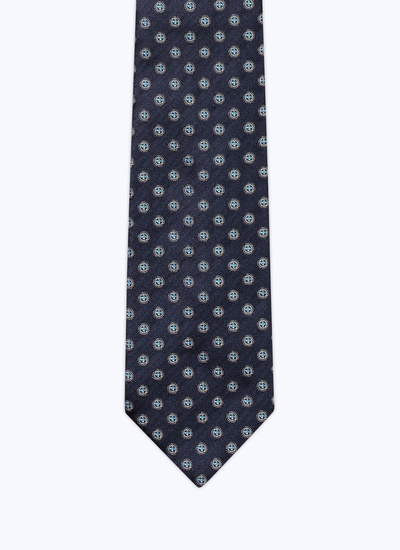 Cravate homme bleu marine satin de soie Fursac - F2OTIE-DR51-D030