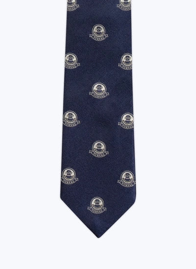 Cravate homme bleu marine satin de soie Fursac - F2OTIE-DR20-D030
