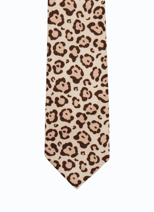 Cravate homme imprimé léopard satin de soie Fursac - 23EF2OTIE-BR25/13