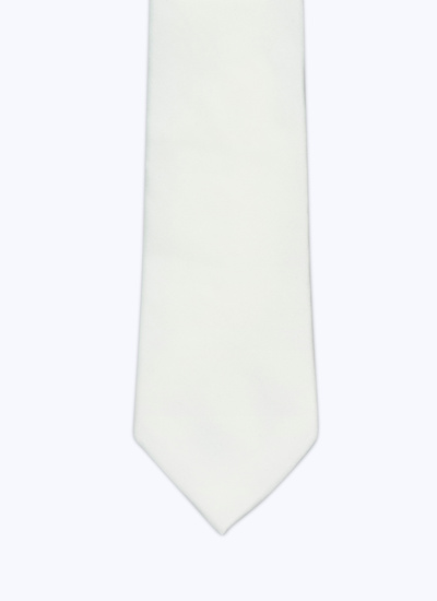 Cravate homme blanc satin de soie Fursac - 22HF2OTIE-AR38/01