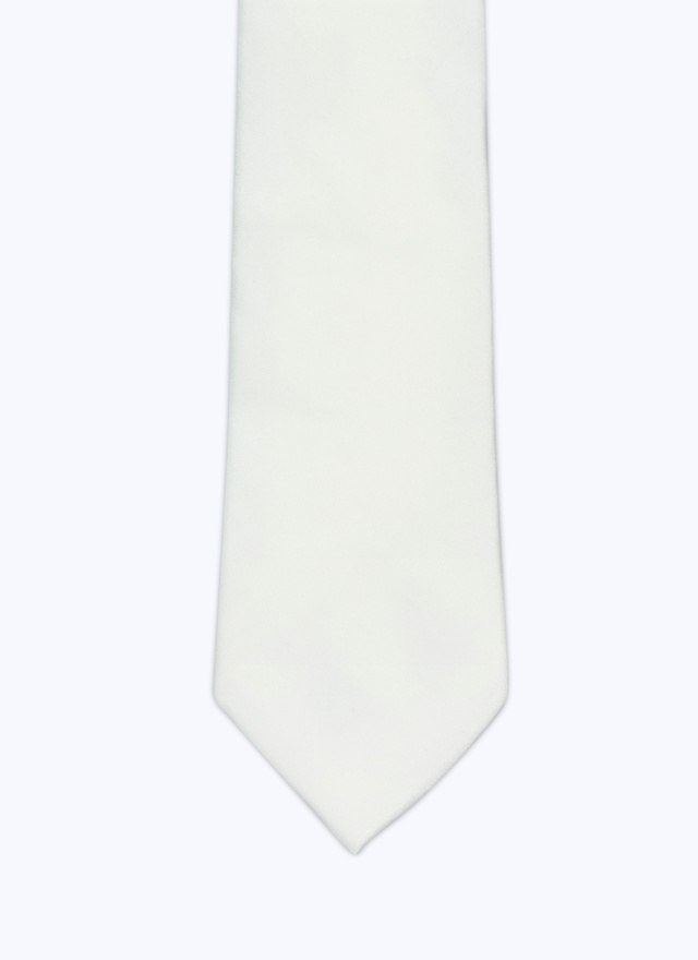 Cravate homme blanc satin de soie Fursac - 22HF2OTIE-AR38/01
