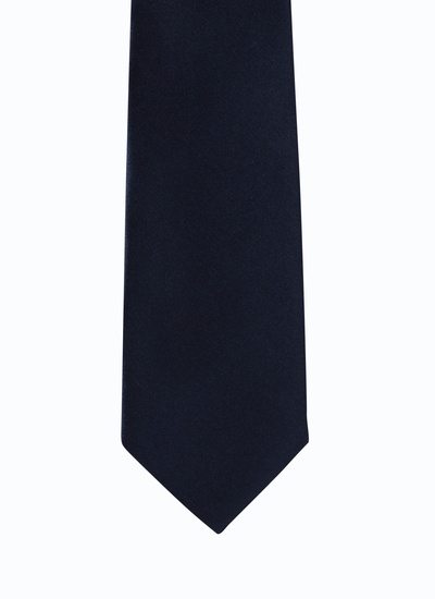 Cravate homme bleu marine satin de soie Fursac - F2OTIE-BR08-30