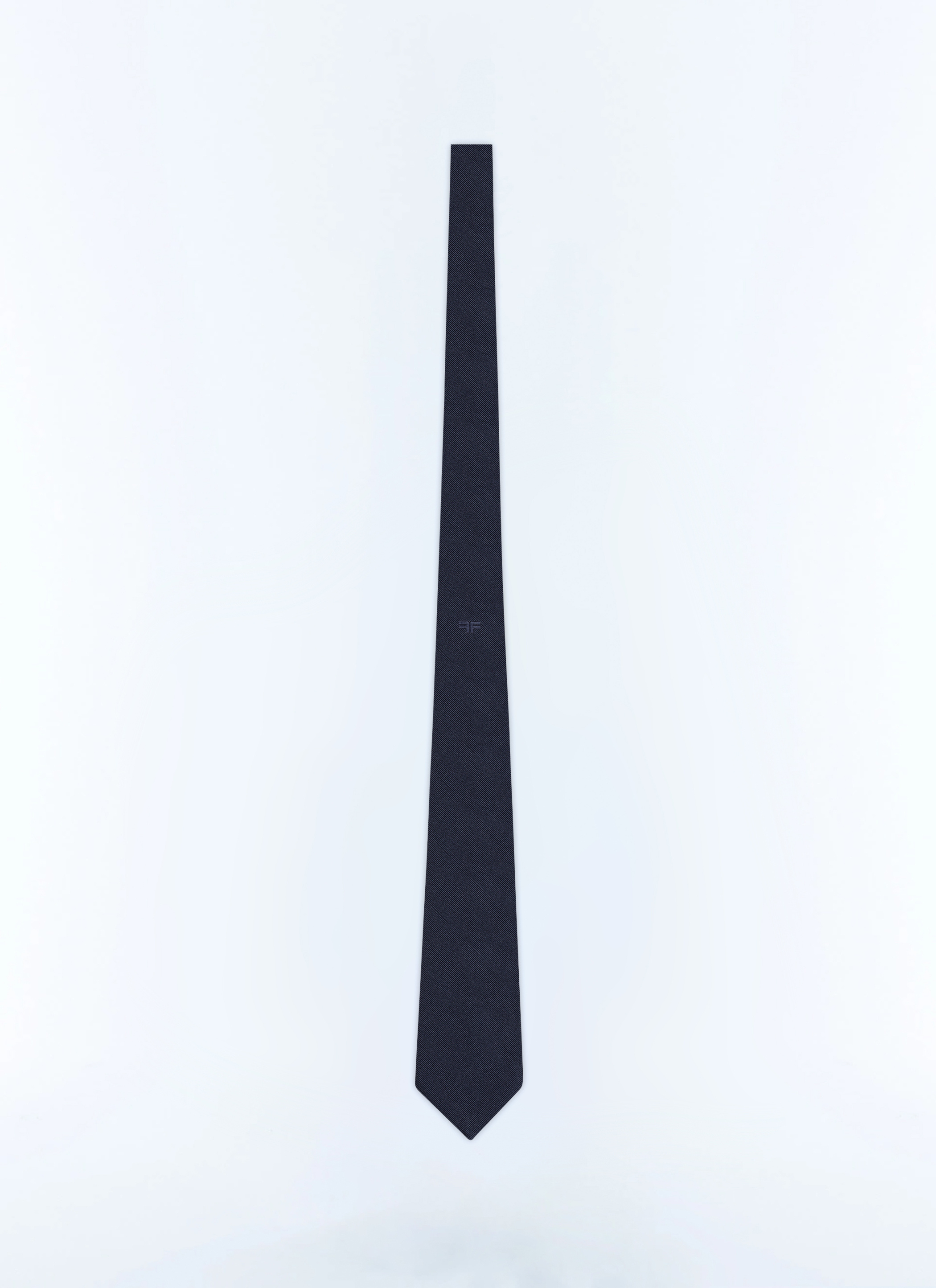 FURSAC - Cravate en satin de soie brodée - Homme - Taille Unique - Bleu