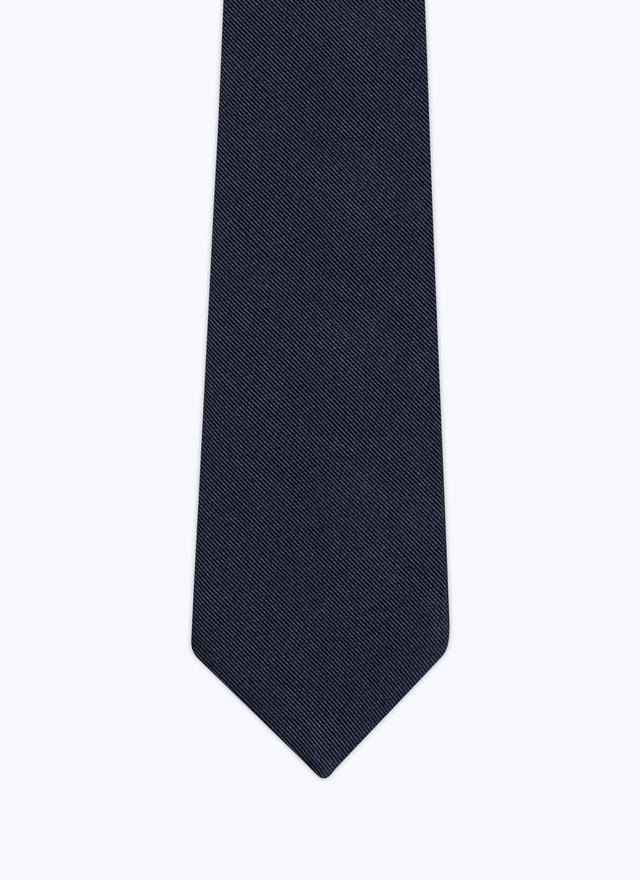 Cravate homme bleu marine satin de soie Fursac - F2OTIE-DR16-D030