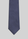Cravate en soie bleue à motifs géométriques - 22EF2OTIE-VR27/33