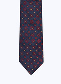 Cravate en soie bleu marine à motif - 21HF2OTIE-TR13/30