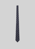Cravate en soie bleu marine à imprimé cachemire - 22EF2OTIE-VR26/30