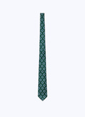 Cravate en soie bleu marine à imprimé carrés - 22HF2OTIE-AR05/41