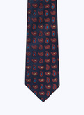 Cravate en soie bleu marine à imprimé paisley - 22HF2OTIE-AR34/30