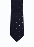 Cravate en soie bleu marine à pois - 22EF2OTIE-VR28/30