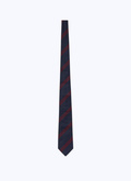 Cravate en soie bleu marine à rayures - 22HF2OTIE-AR13/30