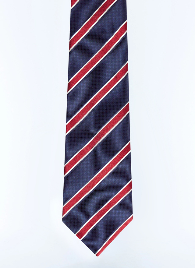 Cravate homme bleu marine soie Fursac - F2OTIE-GR31-D030