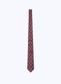 Cravate en soie bordeaux à imprimé carrés - 22HF2OTIE-AR05/74