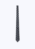 Cravate en soie noire à imprimé carrés - 22HF2OTIE-AR05/20