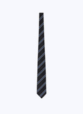 Cravate en soie noire à rayures - 22HF2OTIE-AR12/20
