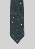Cravate en soie verte à carrés violets - 22EF2OTIE-VR04/41