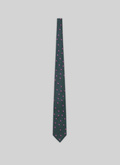 Cravate en soie verte à carrés violets - 22EF2OTIE-VR04/41