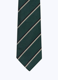 Cravate en soie verte à rayures - 22HF2OTIE-AR08/41