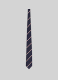 Cravate en soie bleu marine à rayures - 22EF2OTIE-VR09/30
