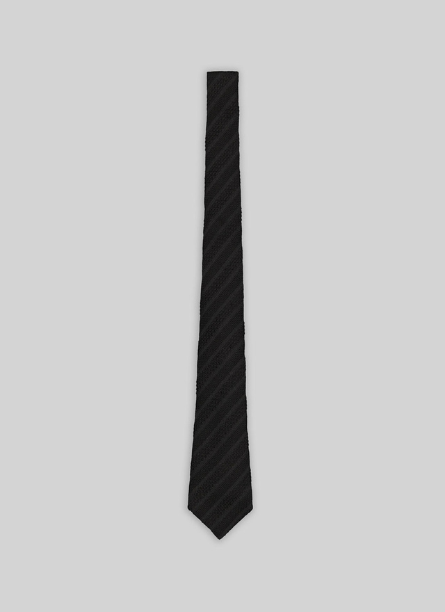 Cravate homme noir soie Fursac - 21HF2OTIE-TR12/20