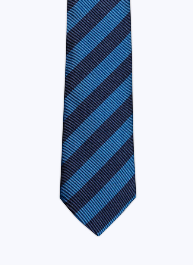 Cravate homme rayures club bleues soie ottoman Fursac - 23EF2OTIE-BR11/32