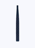 Cravate en tricot de soie bleu à pois - F3KNIT-I227-31