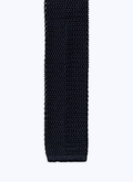 Cravate en tricot de soie bleu nuit - F3KNIT-T212-30